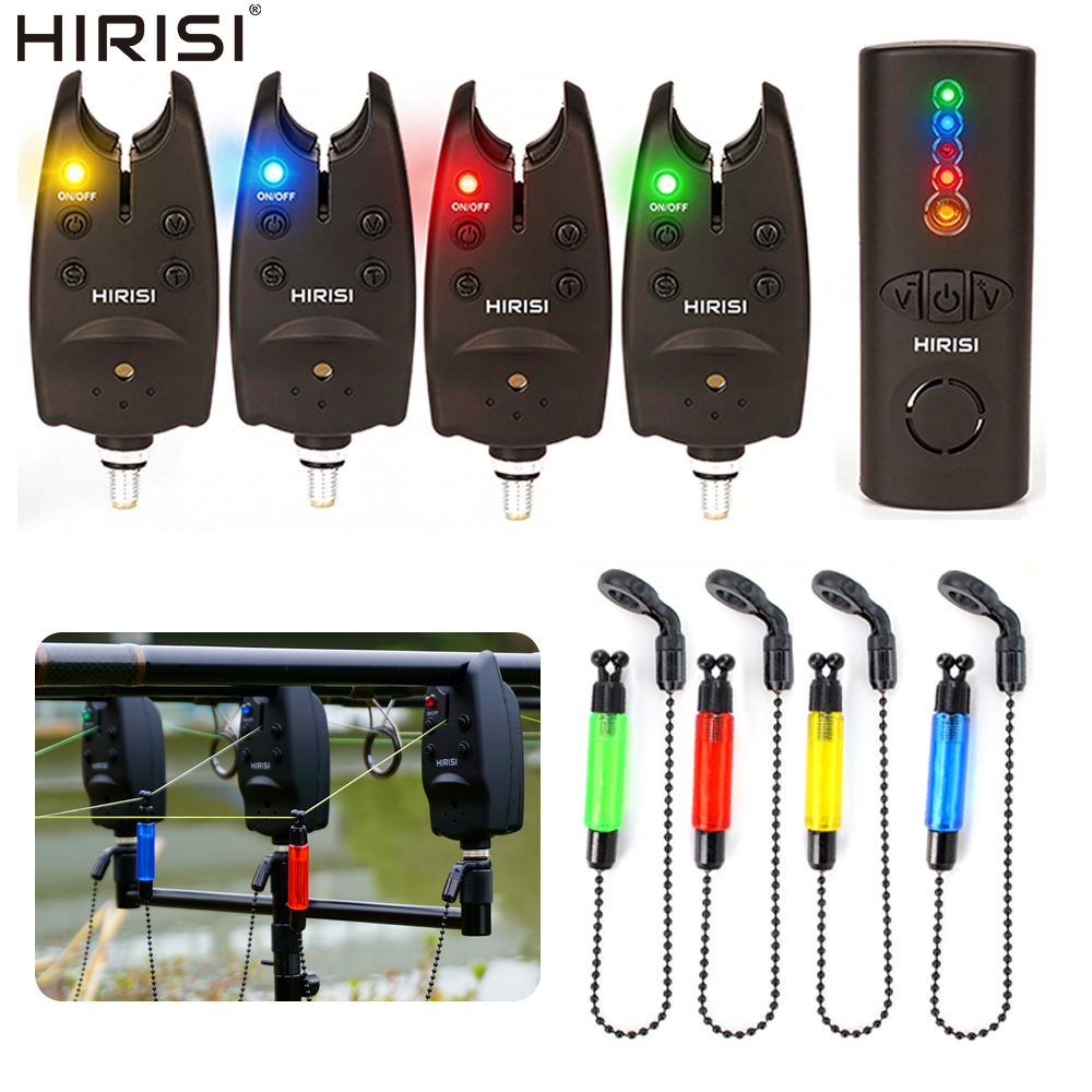 Bite Indicator - Hirisi SR-4 Karpfenangel-Bissalarm-Swinger-Set mit LED-Licht, einstellbarer